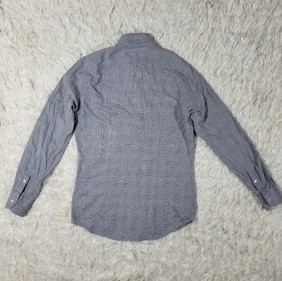 Pini Parma Classic Gray Linen Shirt Made In Italy Size 15 Neck - Picture 11 of 16